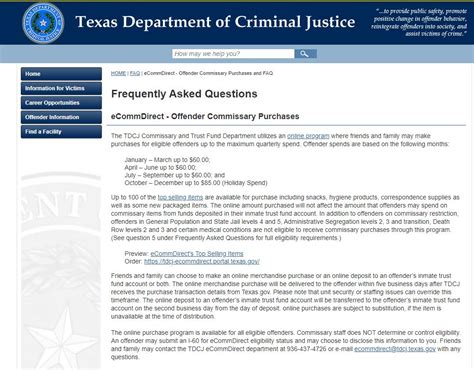  Accounts are set up for the inmates once they are in TDCJ Custody. To have access you will need to make sure you are an approved sender. Once the inmate has been verified, you may: Purchase specific commissary products for the inmate from TDCJ’s online catalog (delivered to the inmate within 5 business days after TDCJ receives the order). 